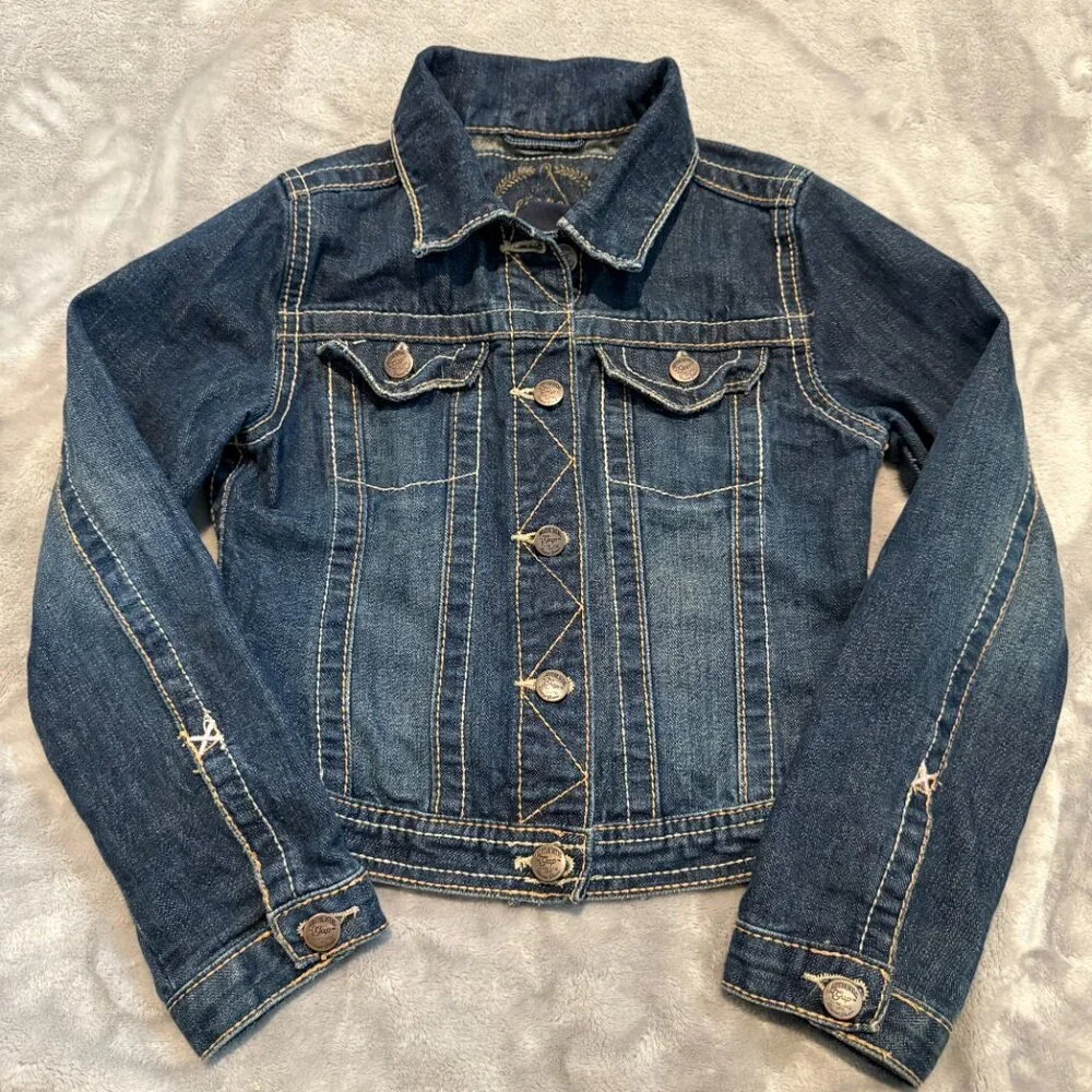 Gap Kids Girls Medium 8 Denim Jean Jacket 100% Cotton Blue 1969 Classic